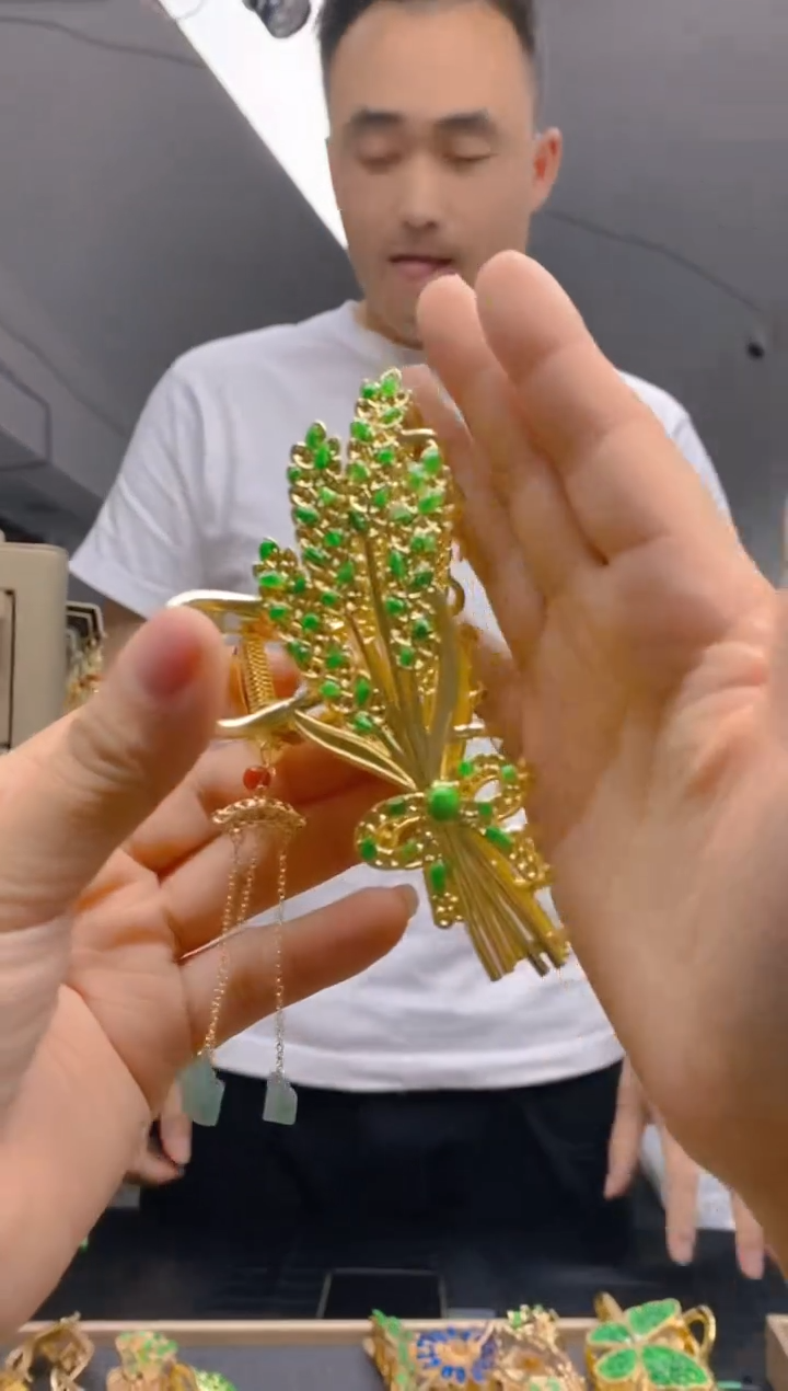 【闪购商品】翡翠耳饰合金85翡翠发簪