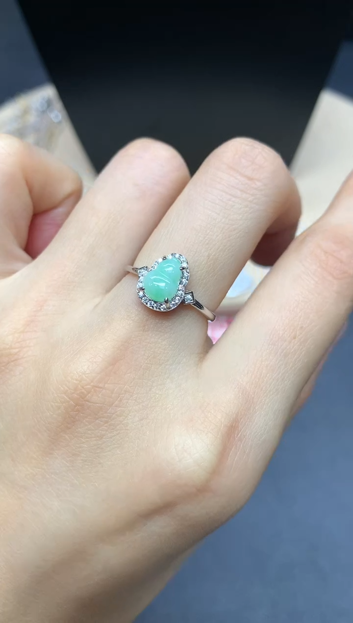 【闪购商品】翡翠戒指银S925镶嵌葫芦【多样性发其一】