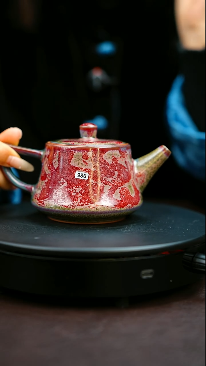 986#原矿钧瓷炉钧釉井栏壶