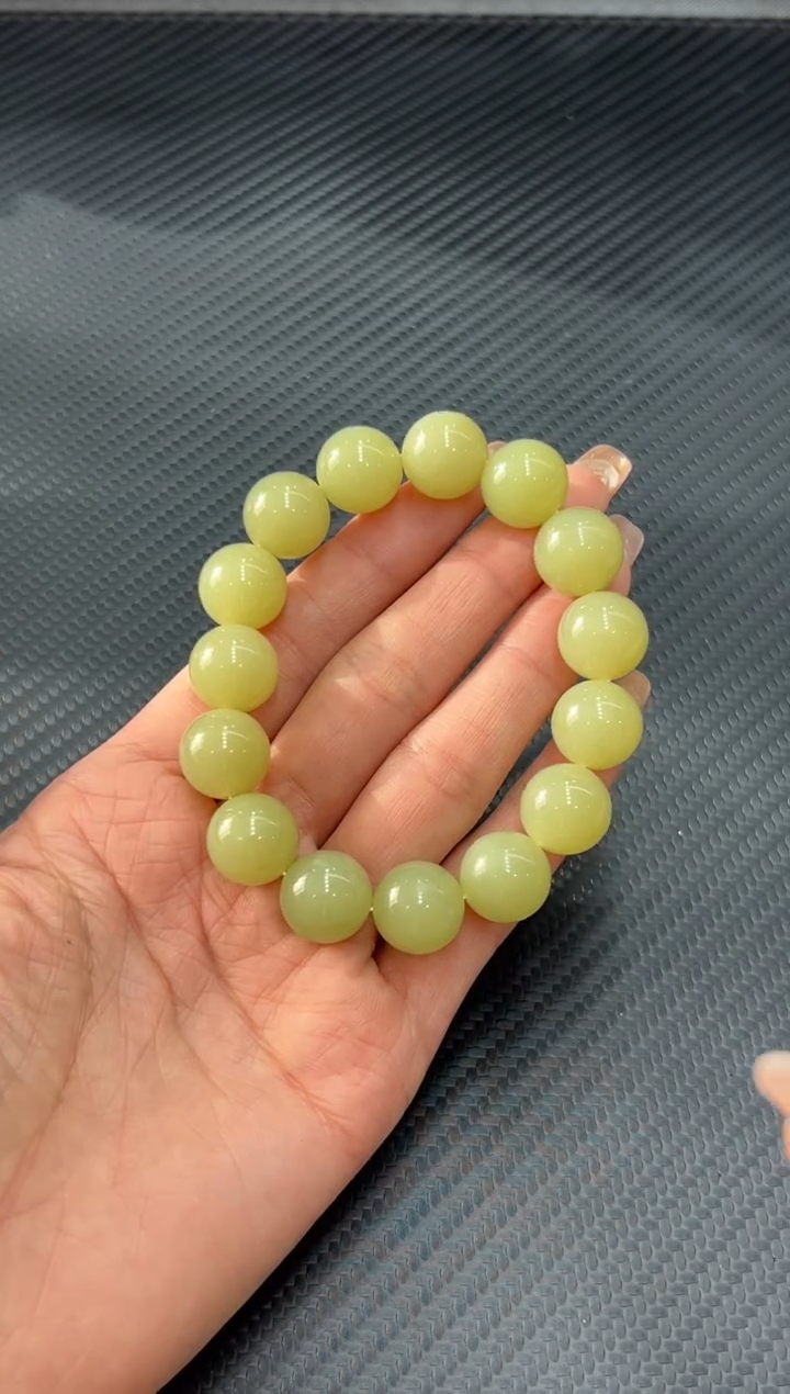 未镶嵌手串和田玉若羌微色差卡14m