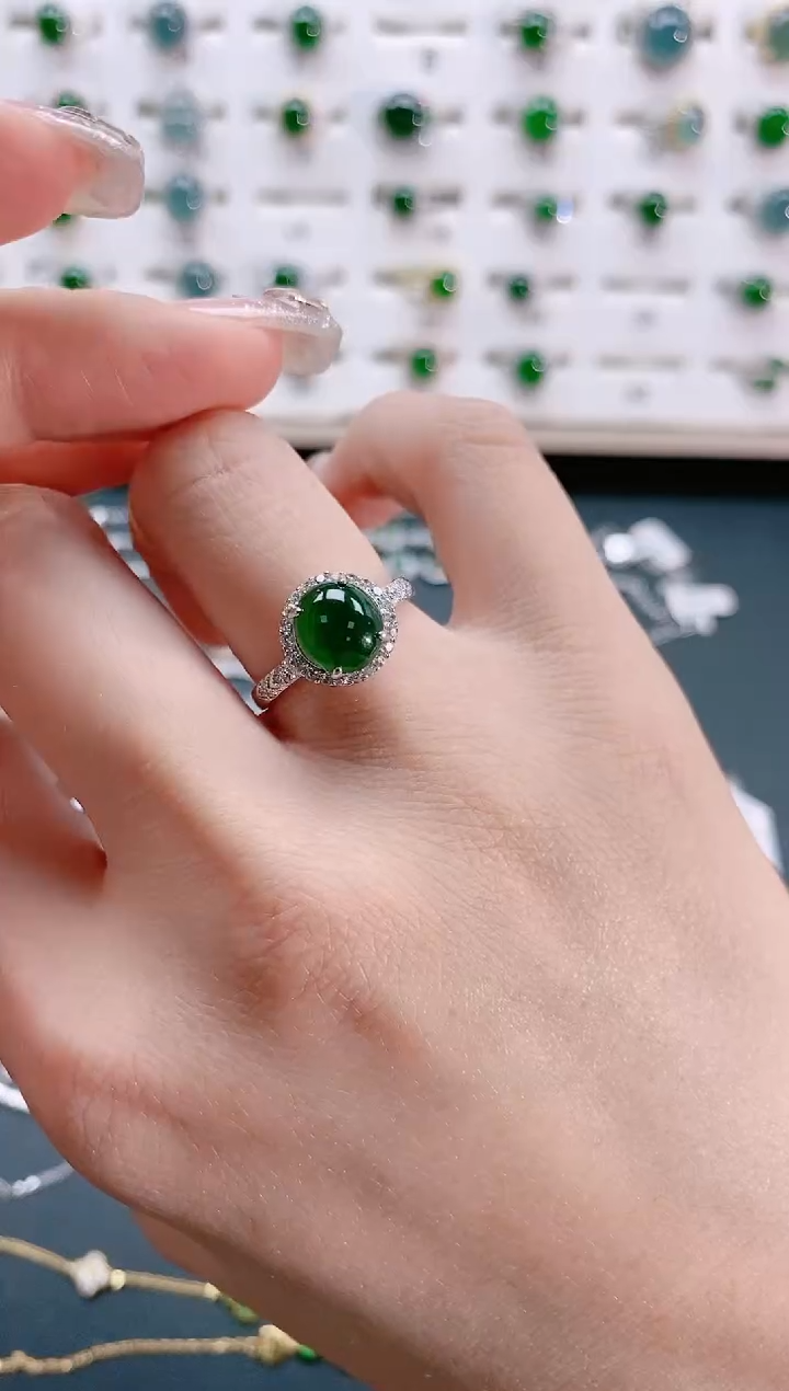 【闪购商品】翡翠戒指银S925镶嵌天然翡翠
