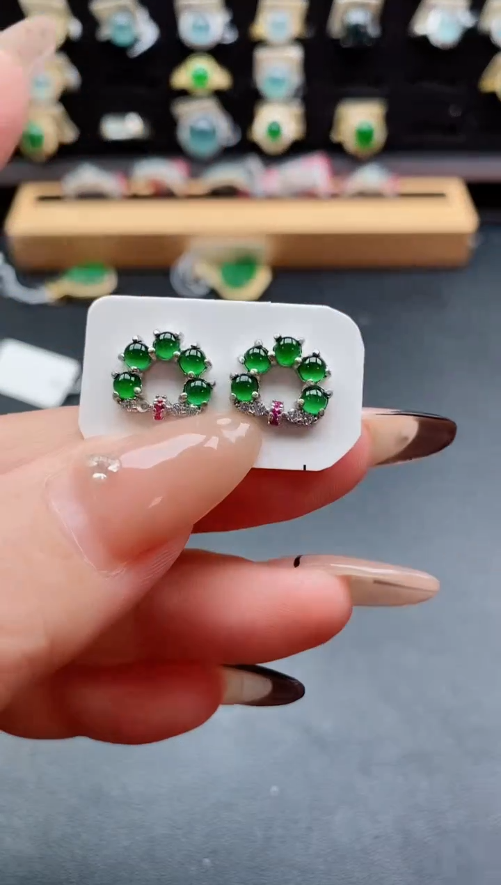 银S925镶嵌戒指翡翠1