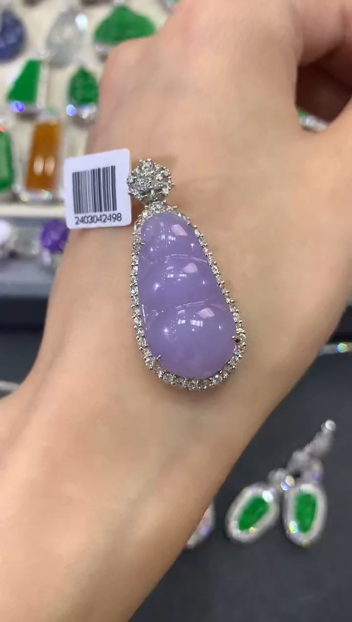 【闪购商品】翡翠吊坠(不含链)18K金镶嵌w72紫货有色差