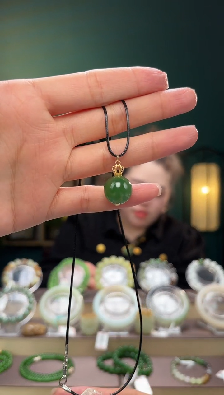 【闪购商品】和田玉吊坠(不含链)18K金镶嵌卡14单珠吊坠