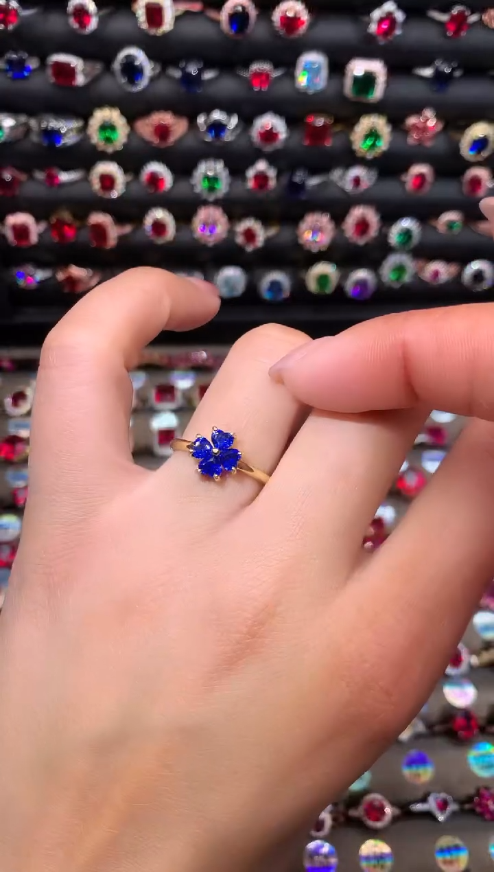 【闪购商品】蓝宝石戒指银S925镶嵌金