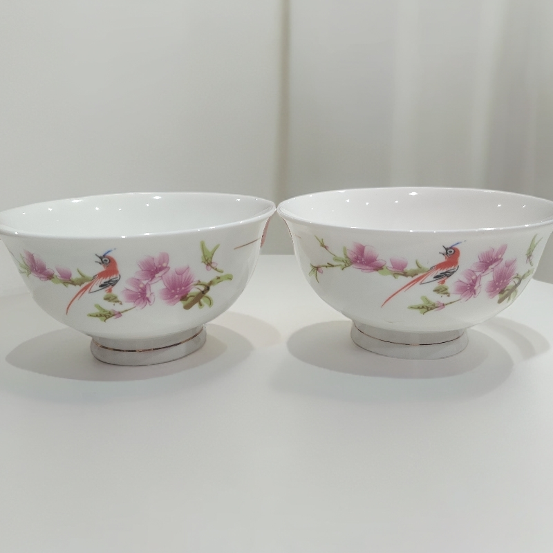 水点桃花陶瓷饭碗5.5英寸（2个装）