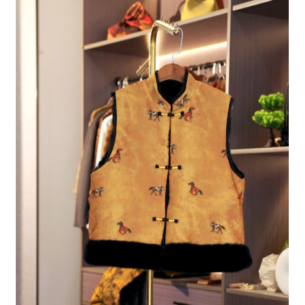 【云想佐老板-秦时明月】中式冬季双面穿马甲5025