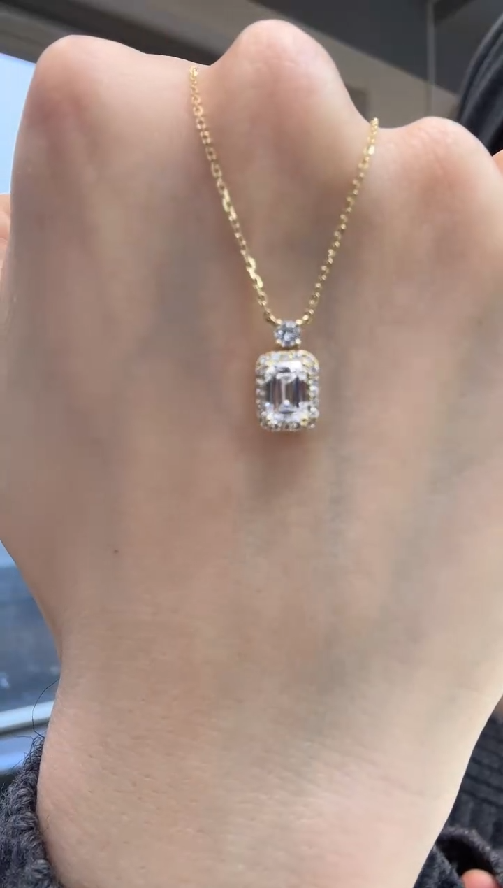 【闪购商品】实验室培育钻石18K金镶嵌祖母项链