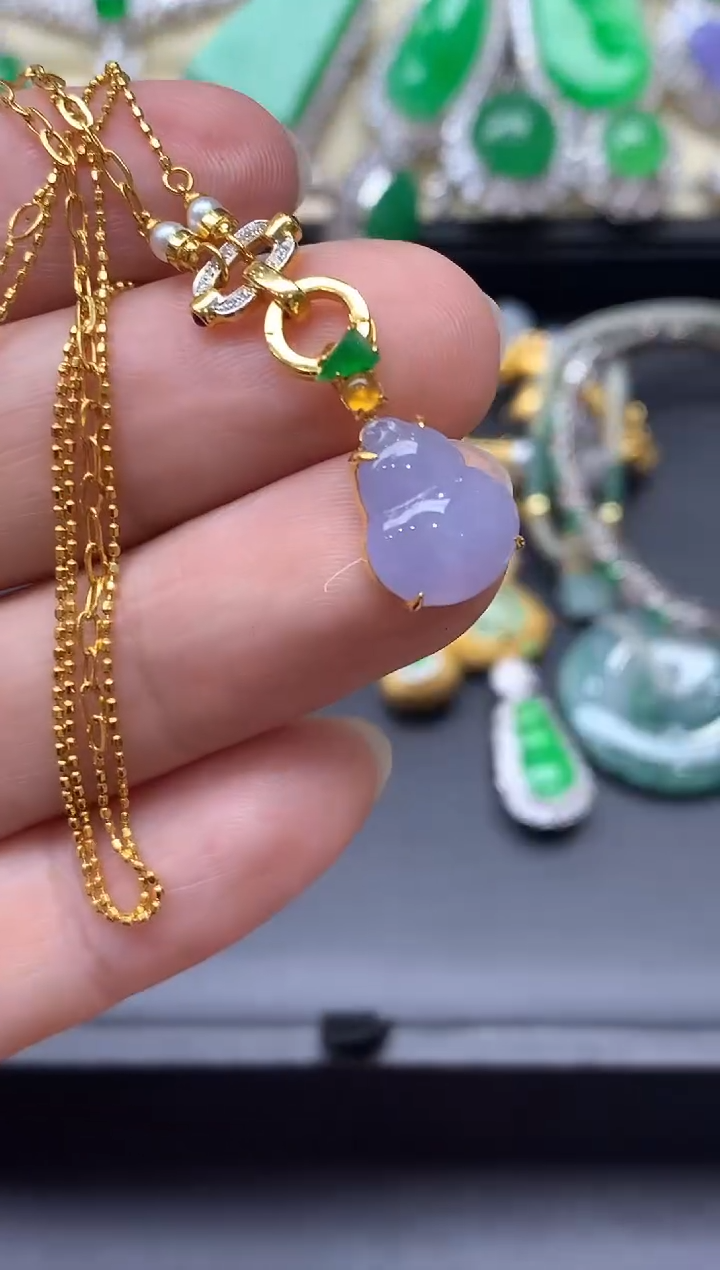 颈饰18K金镶嵌翡翠?****°577-中国好珍宝