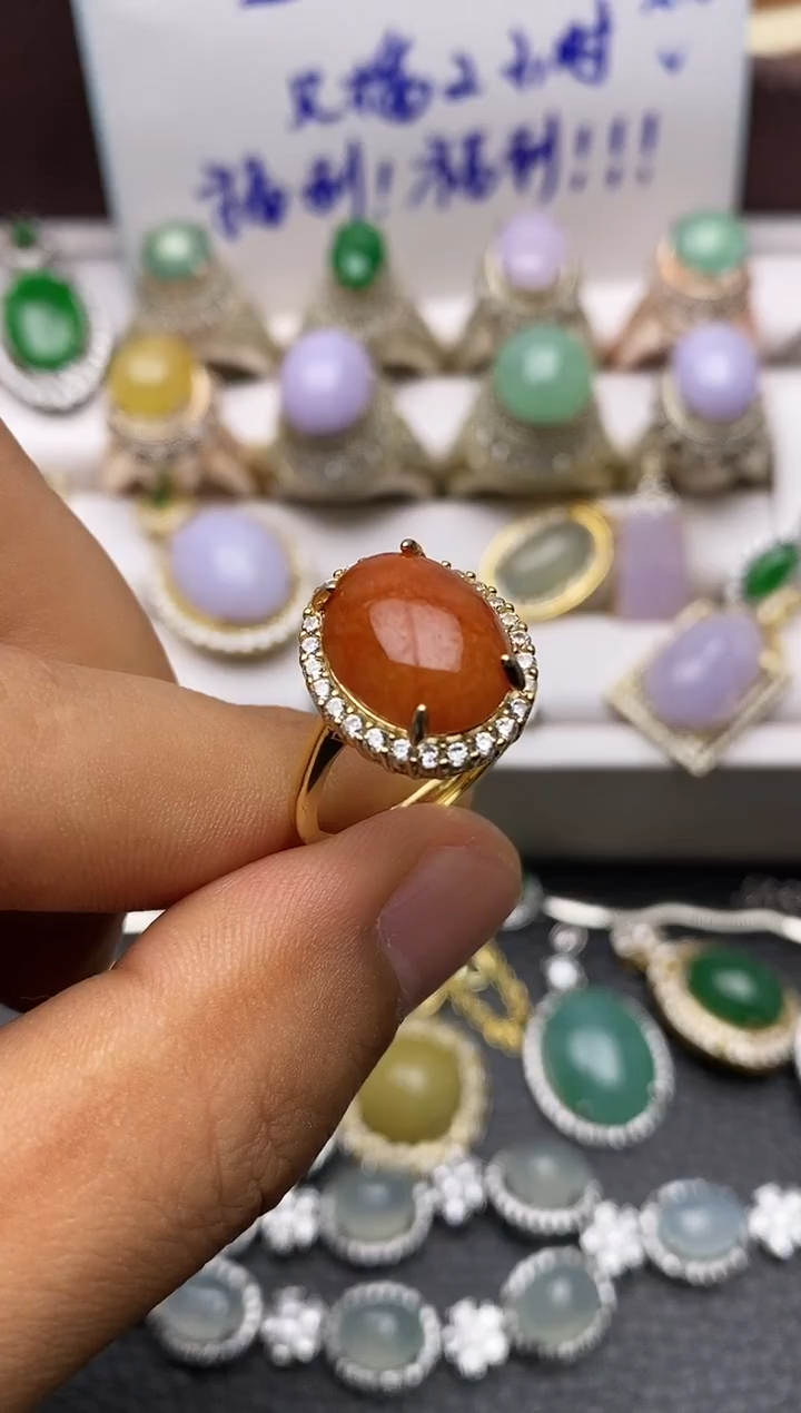 银S925镶嵌戒指翡翠/0020