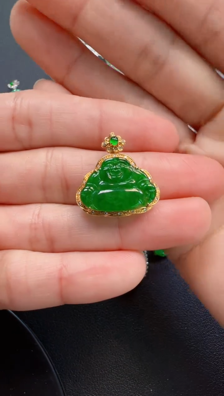 【闪购商品】翡翠吊坠(不含链)18K金镶嵌5800