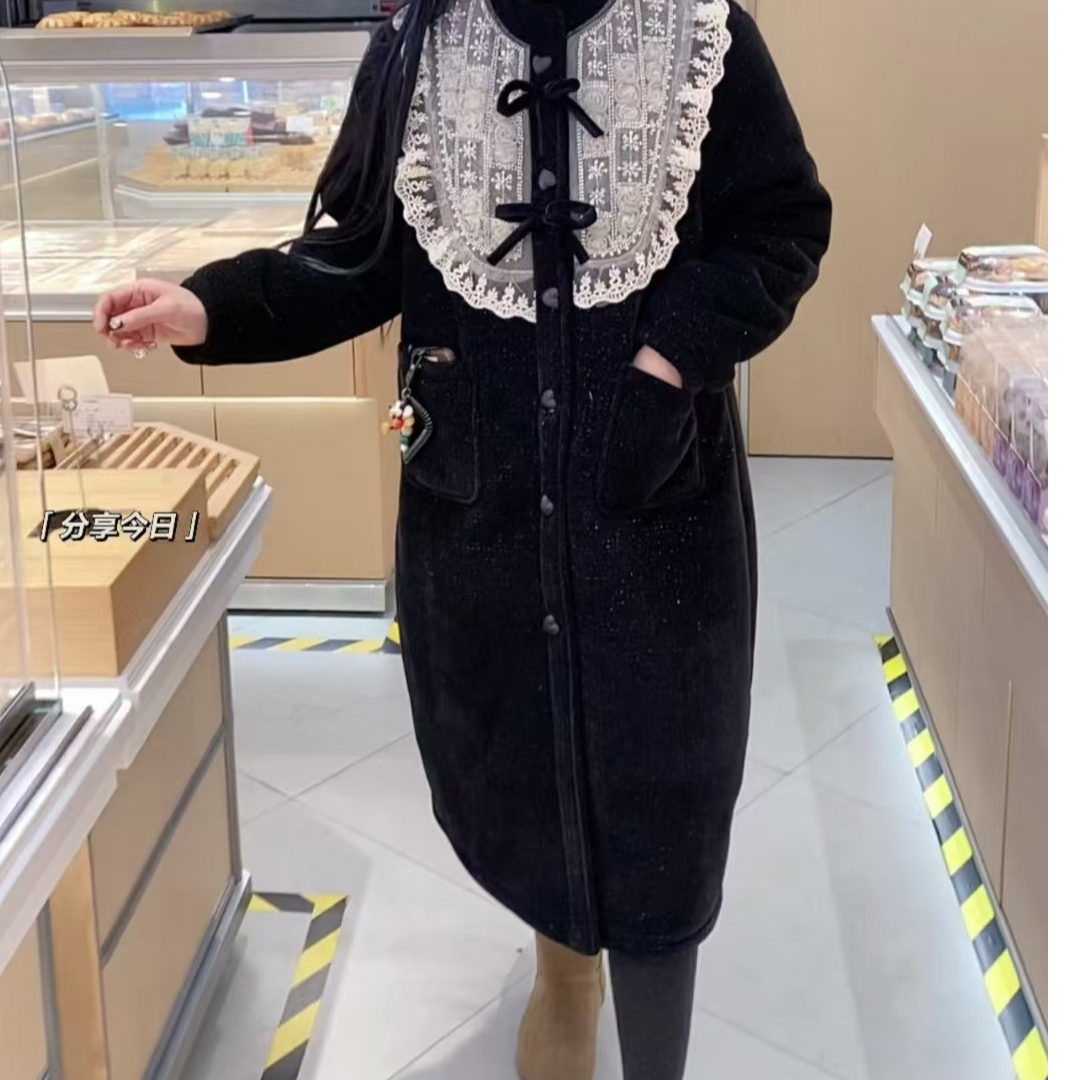 蕾丝花边加厚长睡衣可外穿