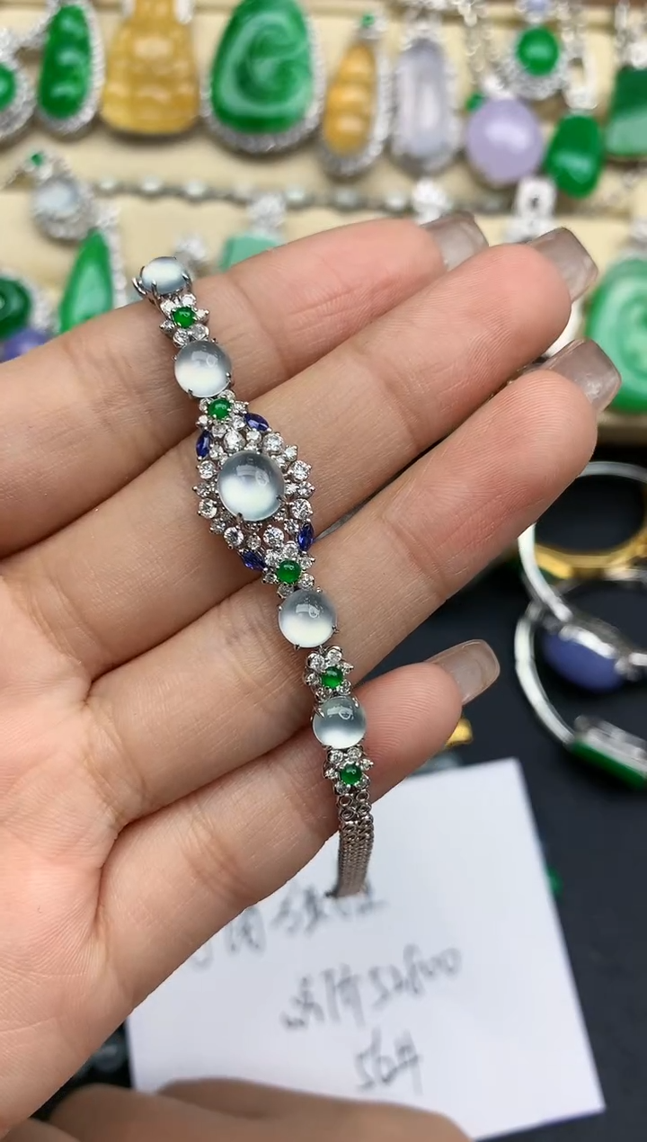 18K金镶嵌手链翡翠393-中国好珍宝