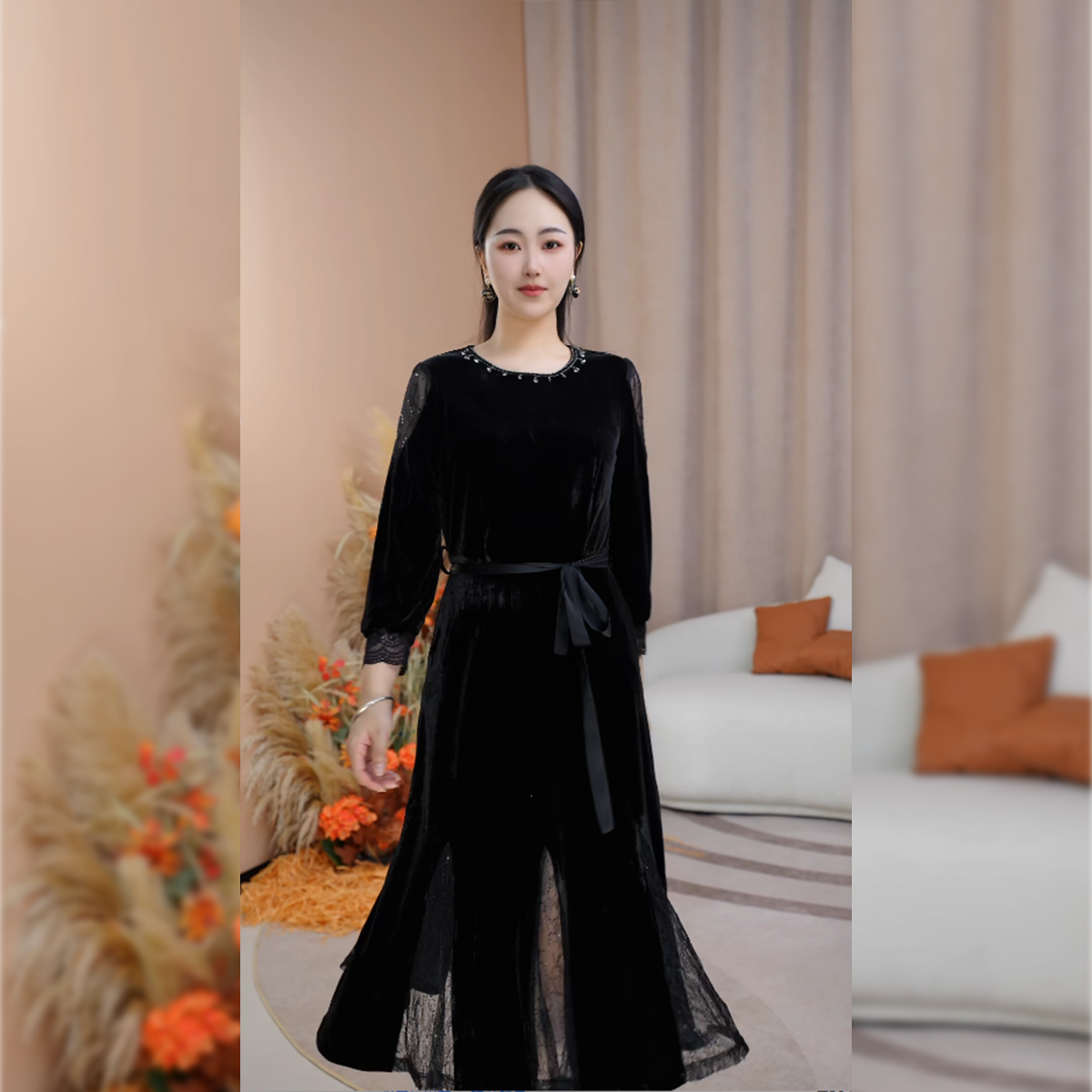 气质设计师晚礼服名媛镂空刺绣2025秋季新款鱼尾连衣裙D2539513