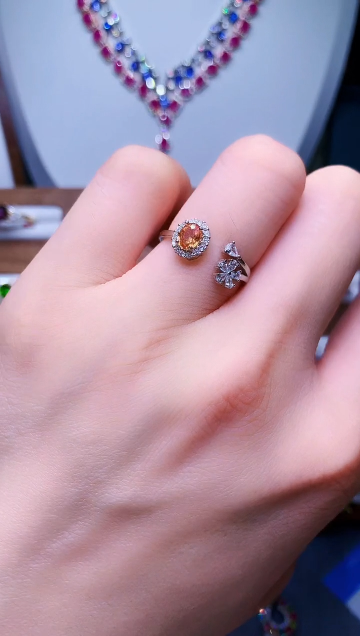 【闪购商品】彩色蓝宝石戒指银S925镶嵌58-11