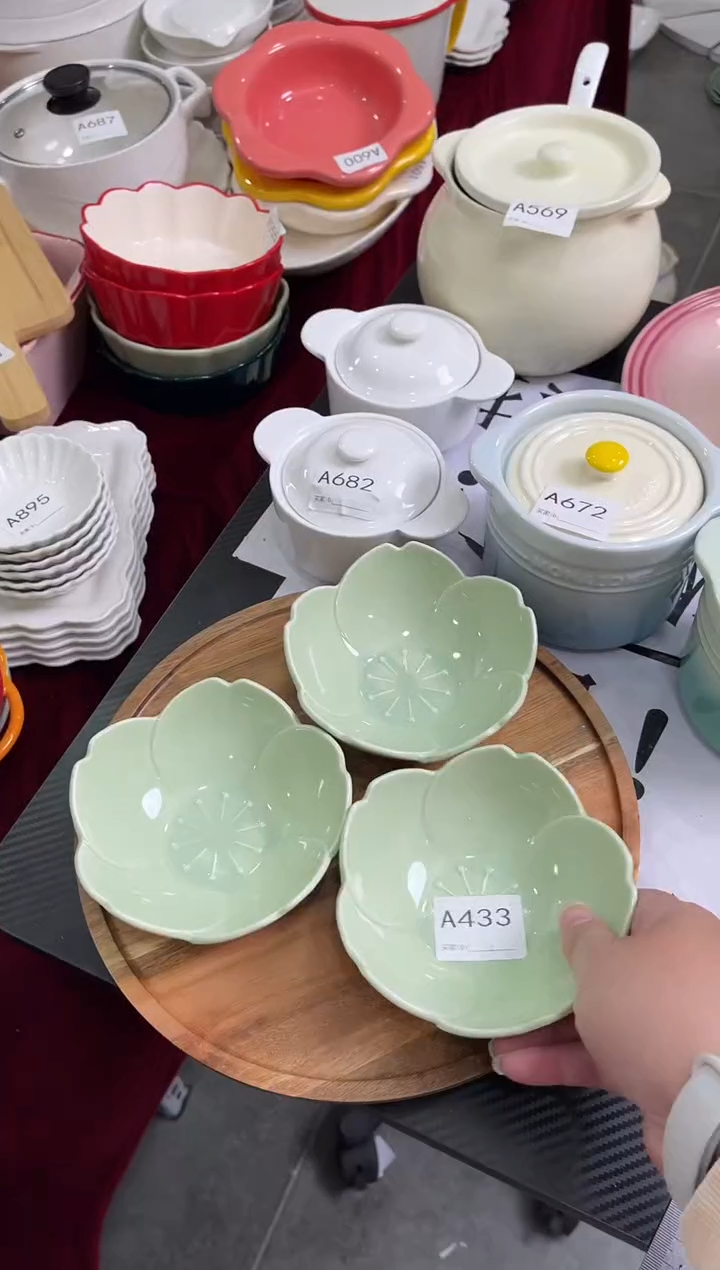 摆件陶A433【3个装】绿色小碟子