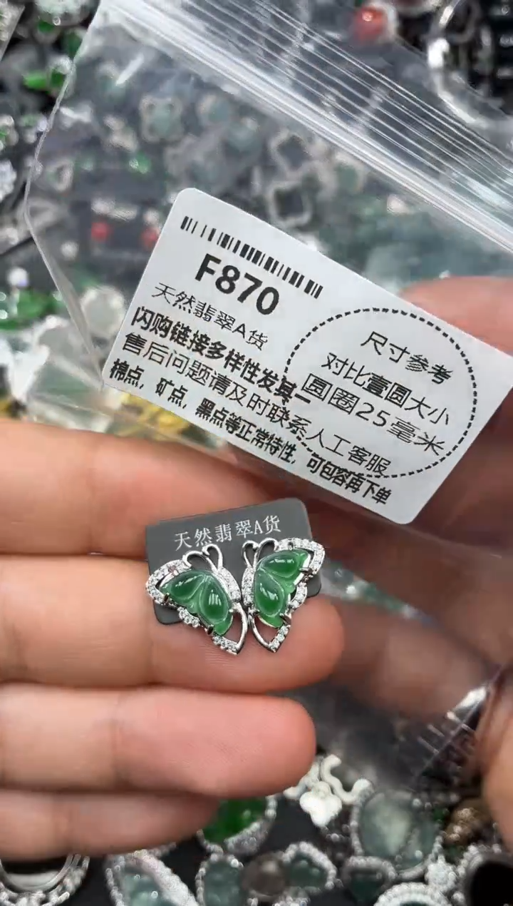 颈饰未镶嵌翡翠F870耳钉