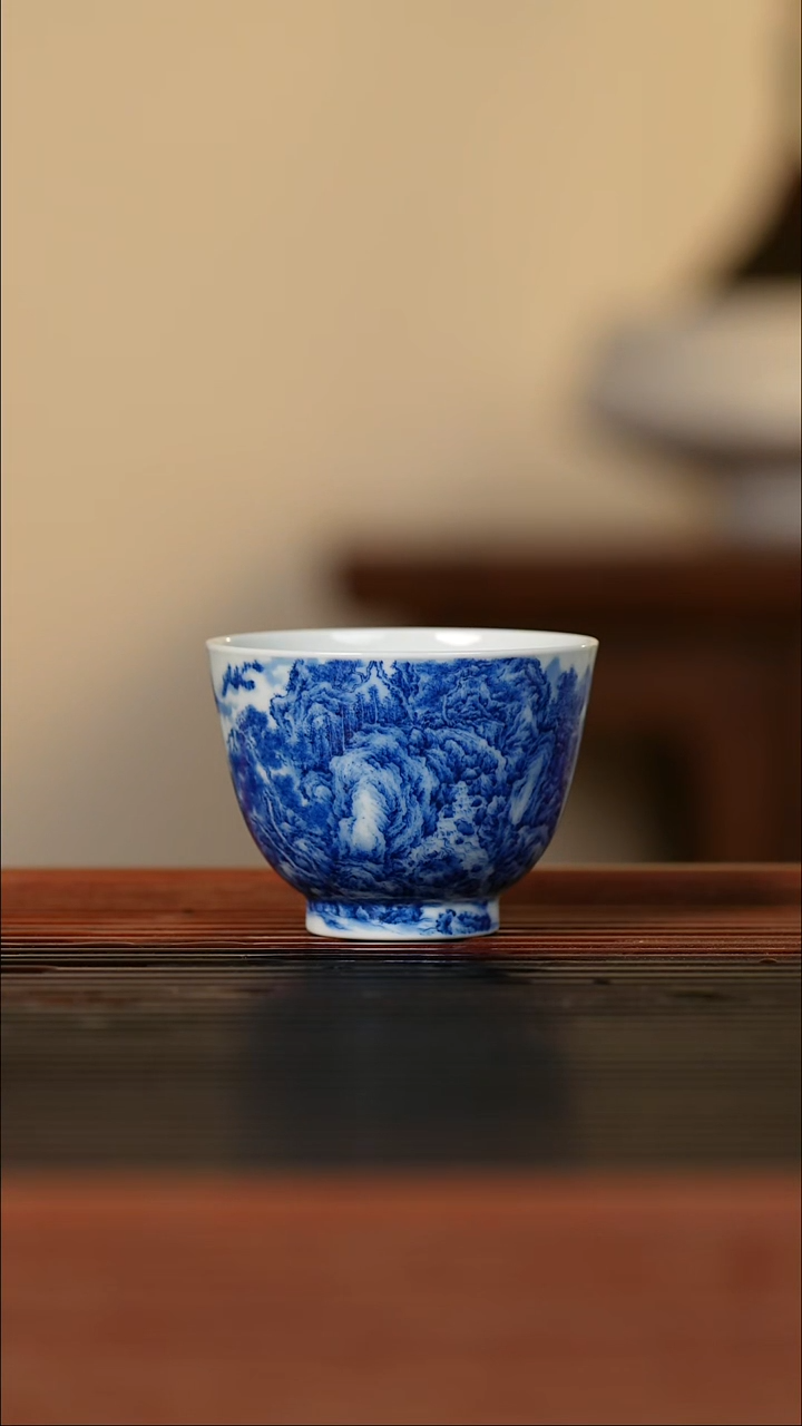瓷片吹****风御鉴无瑕泉音松吹图主人杯