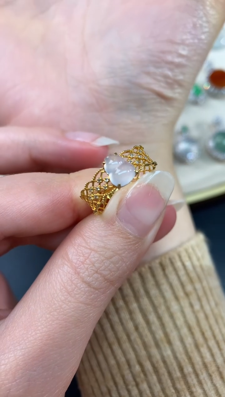 【闪购商品】翡翠戒指18K金镶嵌A58多样性发一件|1580