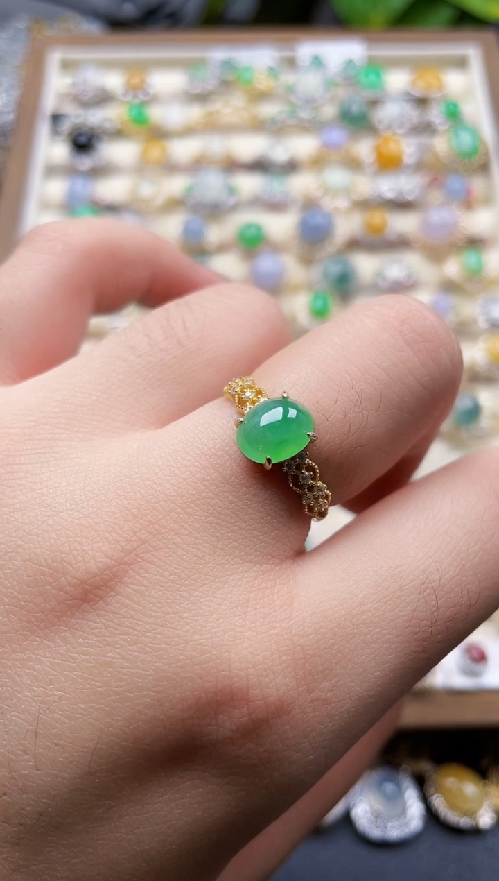 银S925镶嵌戒指翡翠13