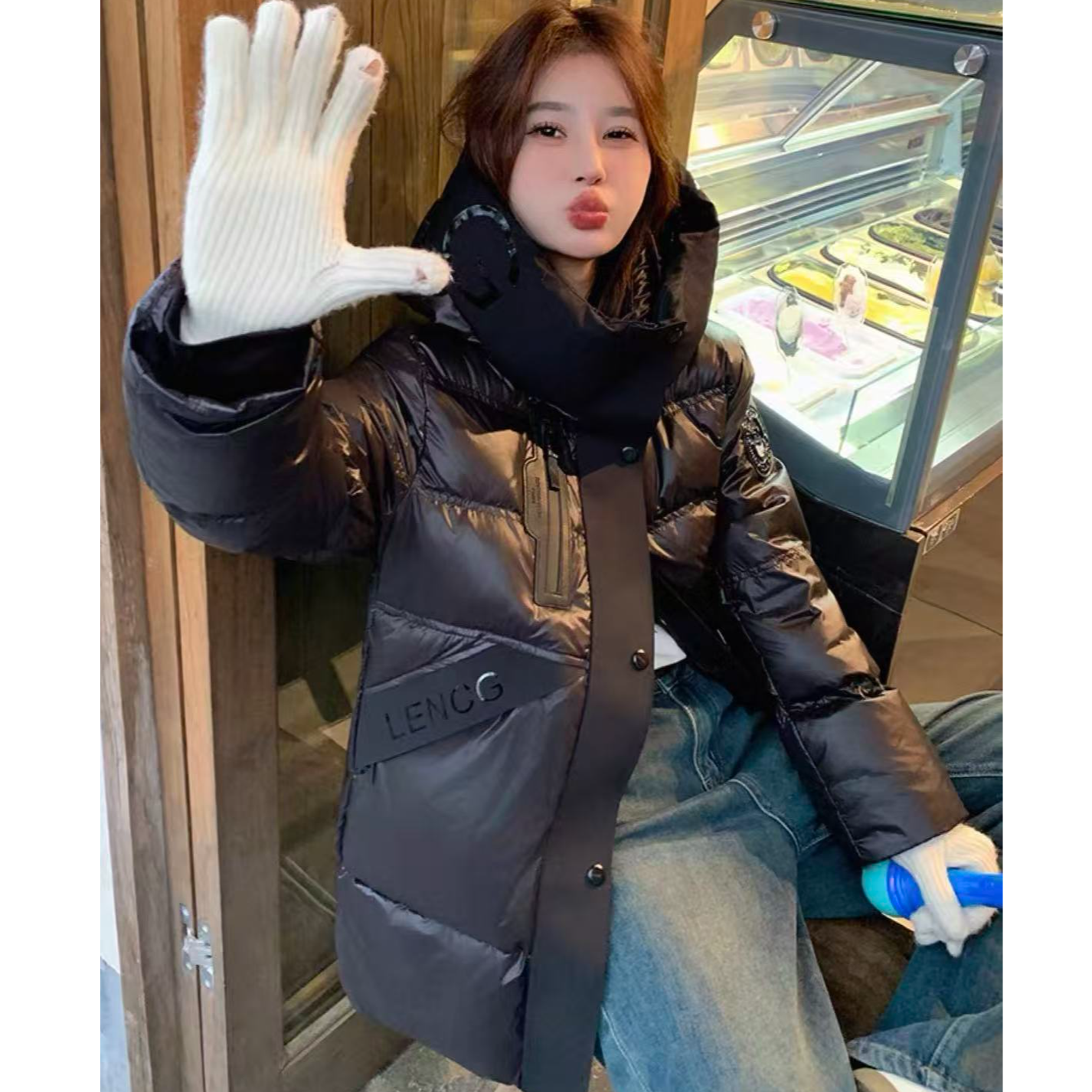 9121-（黑金黑钻）（黑尊）（黑色）羽绒服面包服