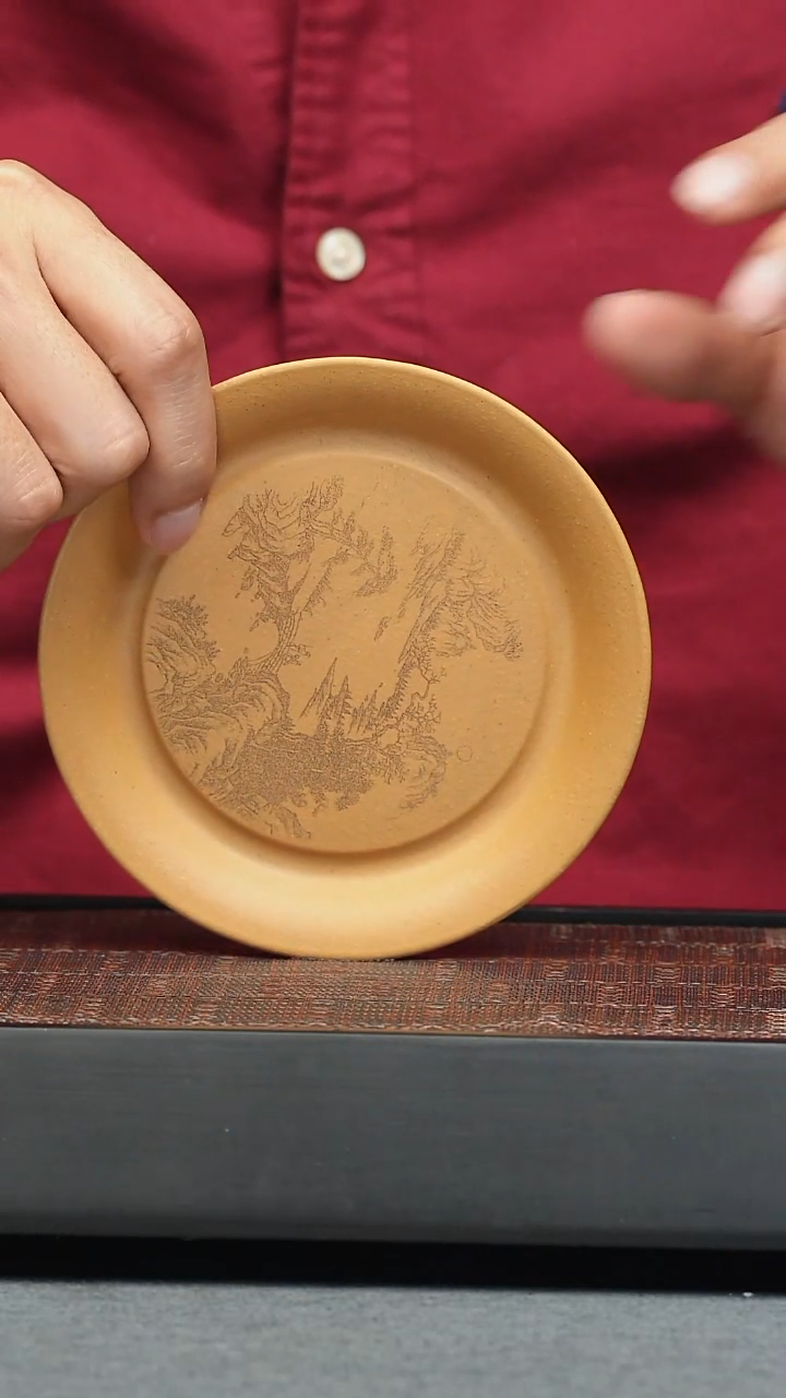 茶壶紫砂茶宠-刻山水盘