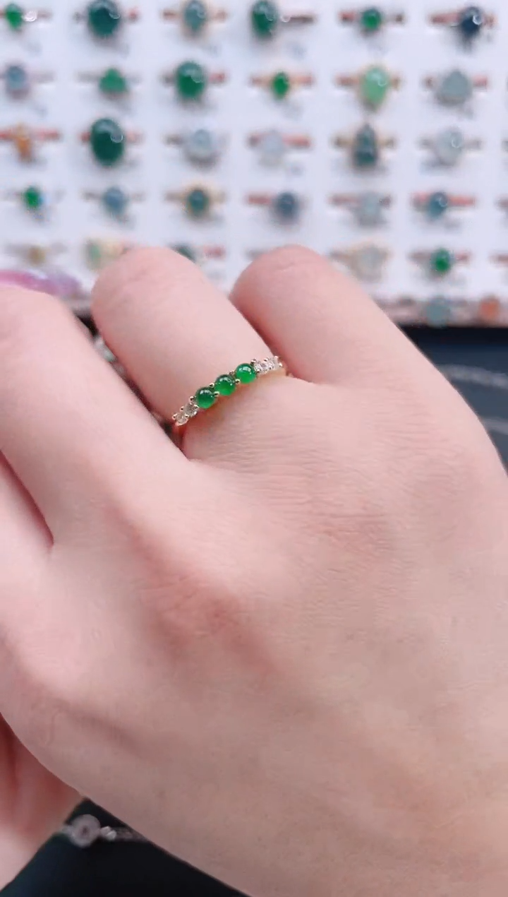 银S925镶嵌戒指翡翠天然翡翠