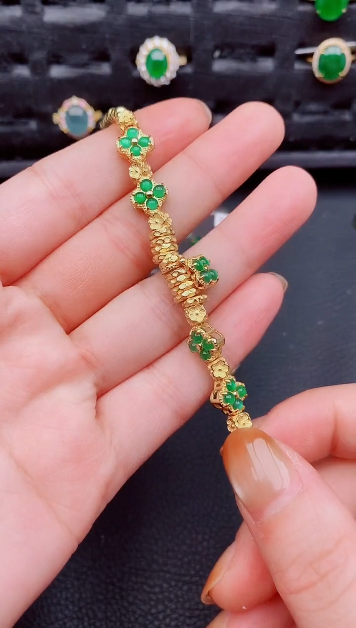 【闪购商品】翡翠手链银S925镶嵌天然a货翡翠888