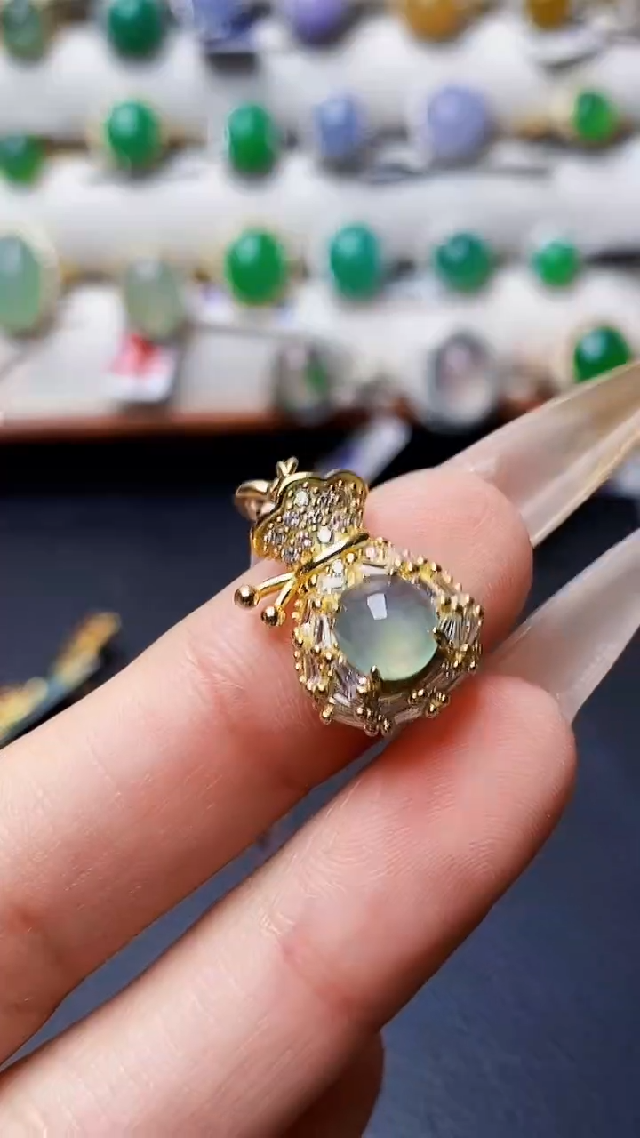 银S925镶嵌戒指翡翠4491