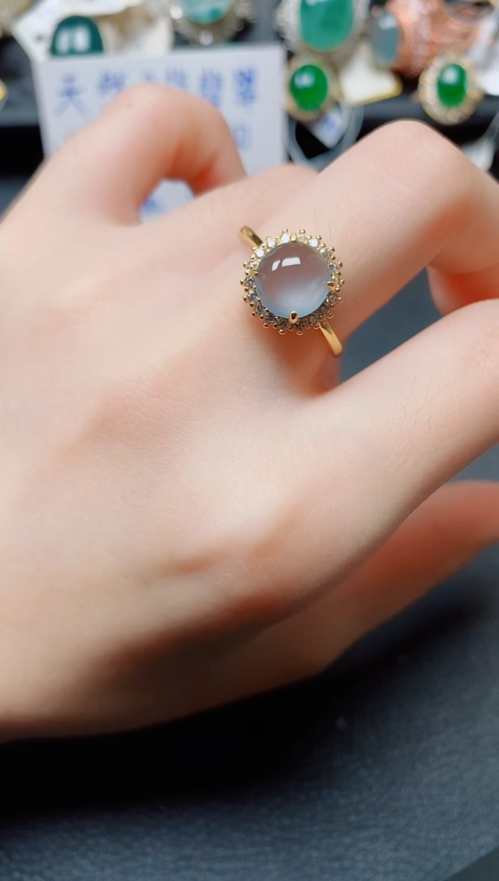 翡翠戒指银S925镶嵌翡翠