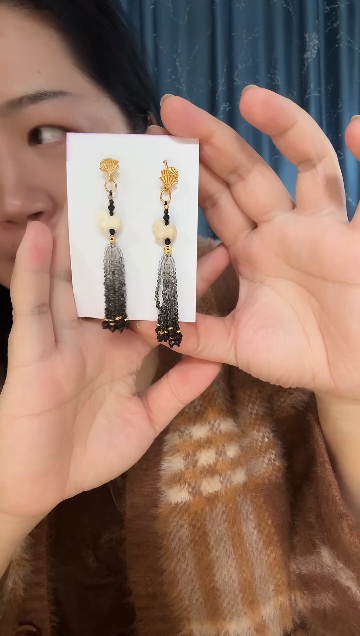 【闪购商品】发晶耳坠未镶嵌黑发晶耳坠