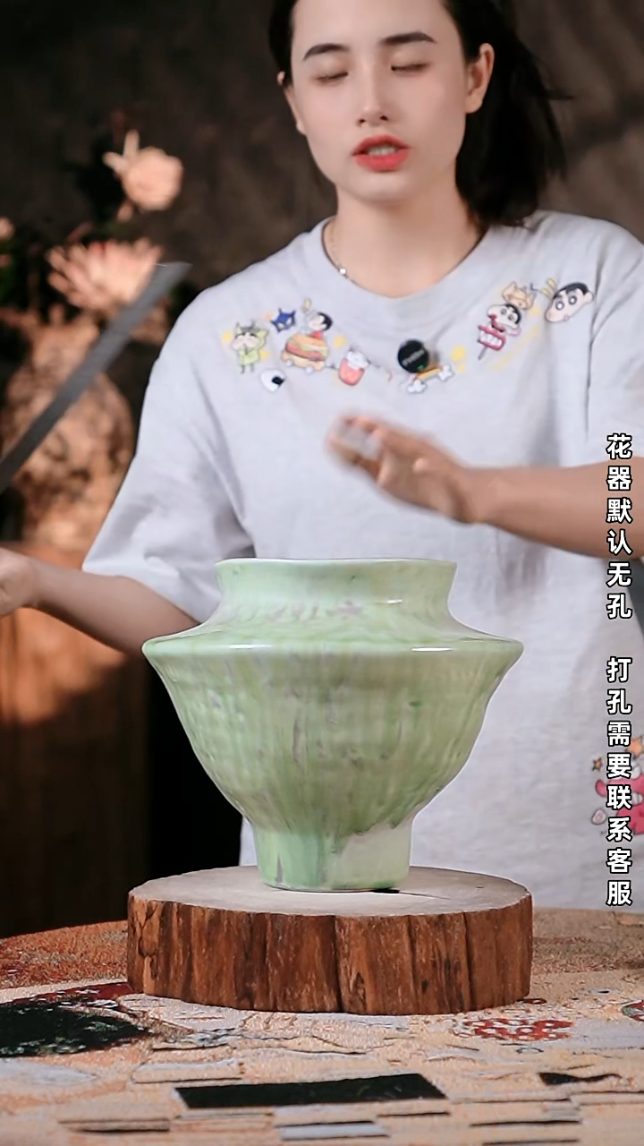 摆件景德镇高温陶瓷花器15*21
