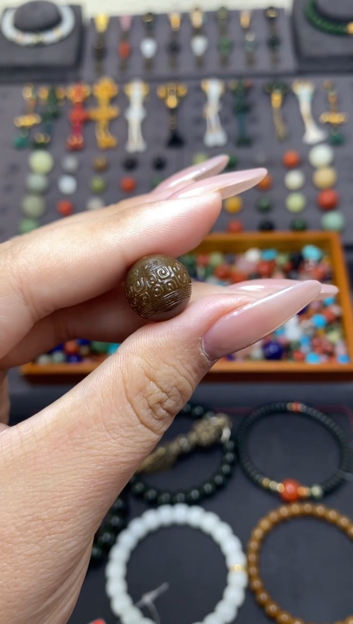 未镶嵌和田玉挂件14mm糖回纹单珠