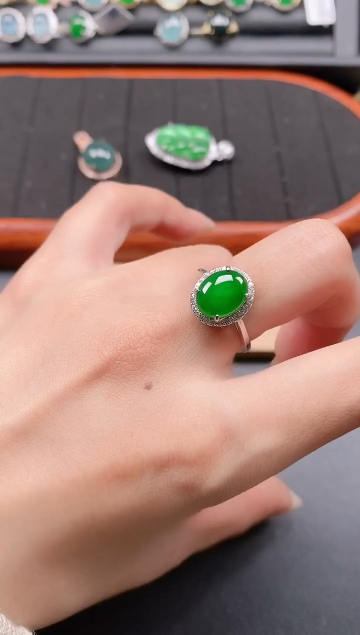 银S925镶嵌戒指翡翠111