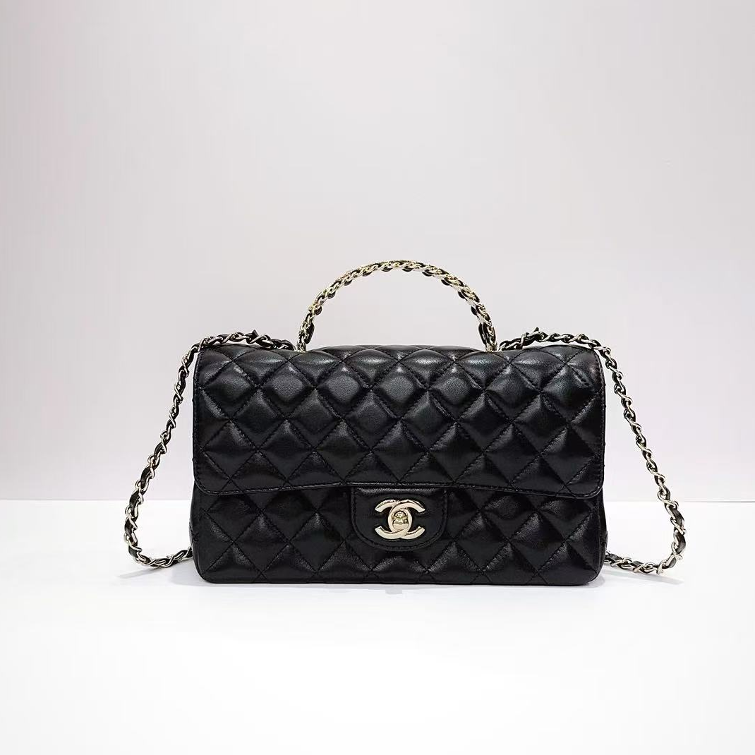 99新 Chanel/香奈儿 蔚蓝/23A黑金水钻手柄CF中号