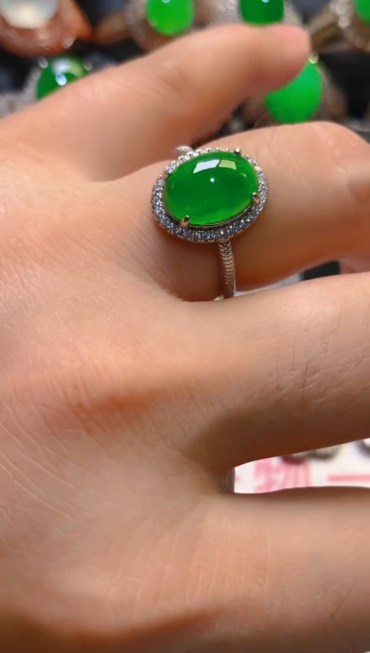 翡翠银S925镶嵌耳饰天然A货翡翠1