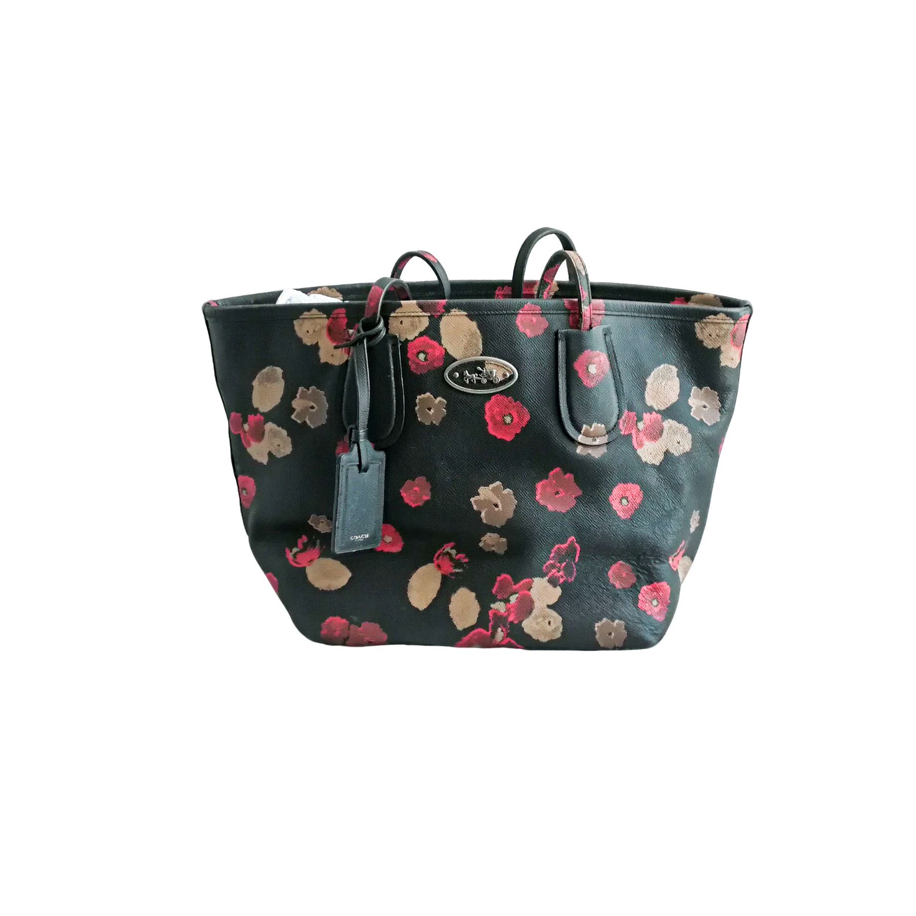 95新 COACH/蔻驰 coach 玫瑰托特包  a042255