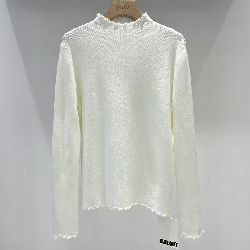 韩国欧巴家花朵边打底长袖166