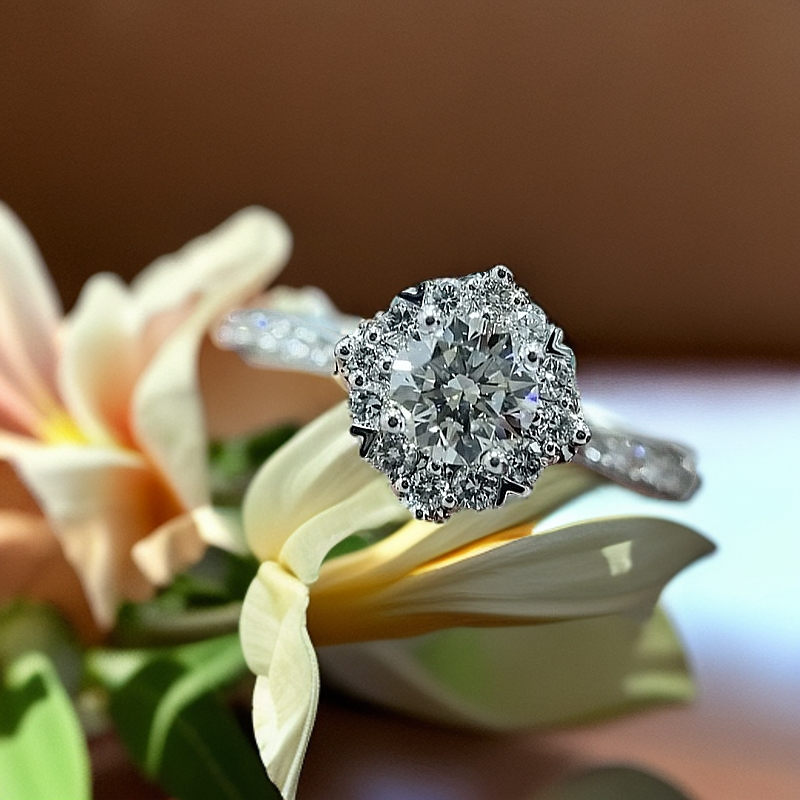 灿若星辰 18K金150分镶口戒托空托钻石海洋（定制)