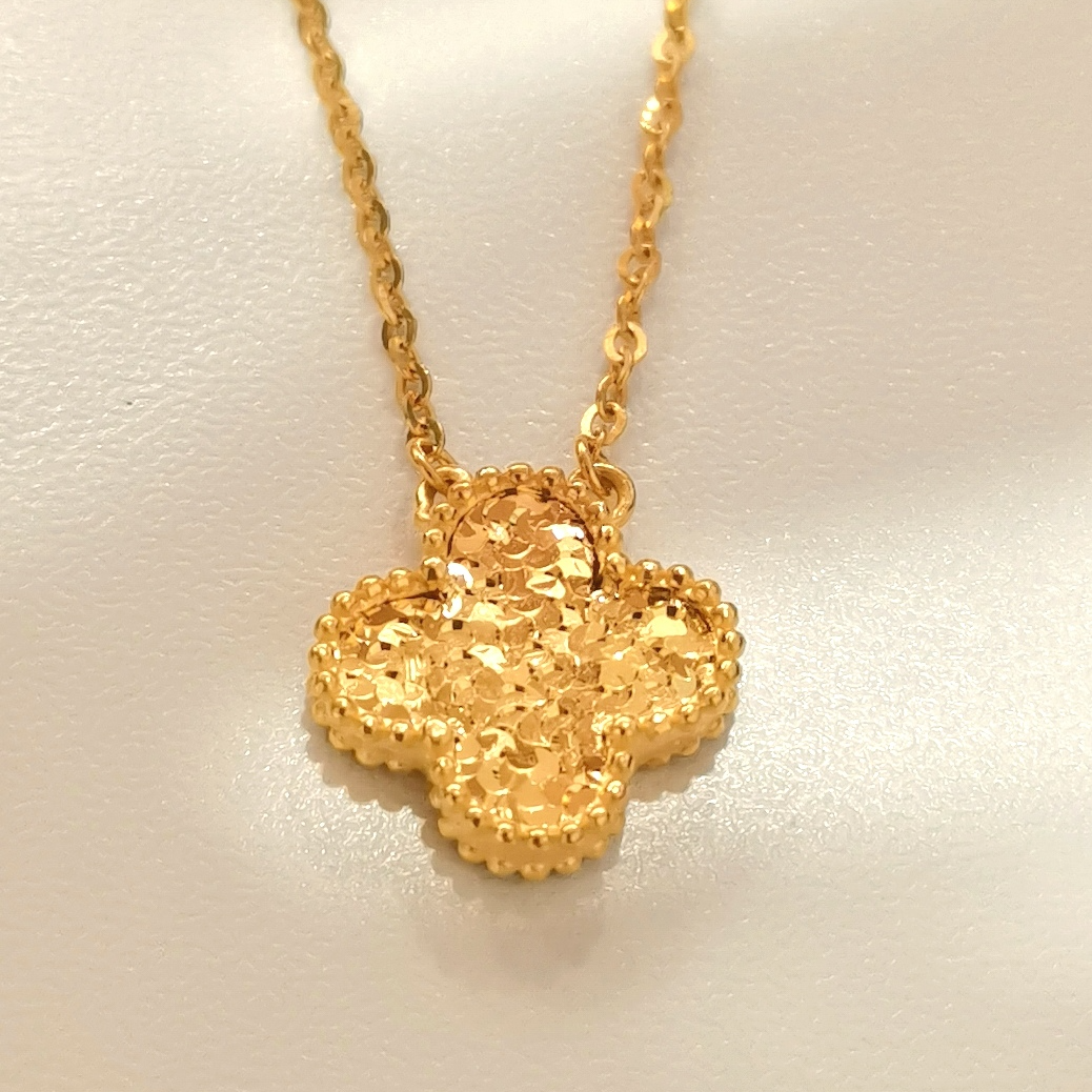 【优豪】足金爆闪碎冰四叶草套链8.27走基地质检一物一证（无七天）