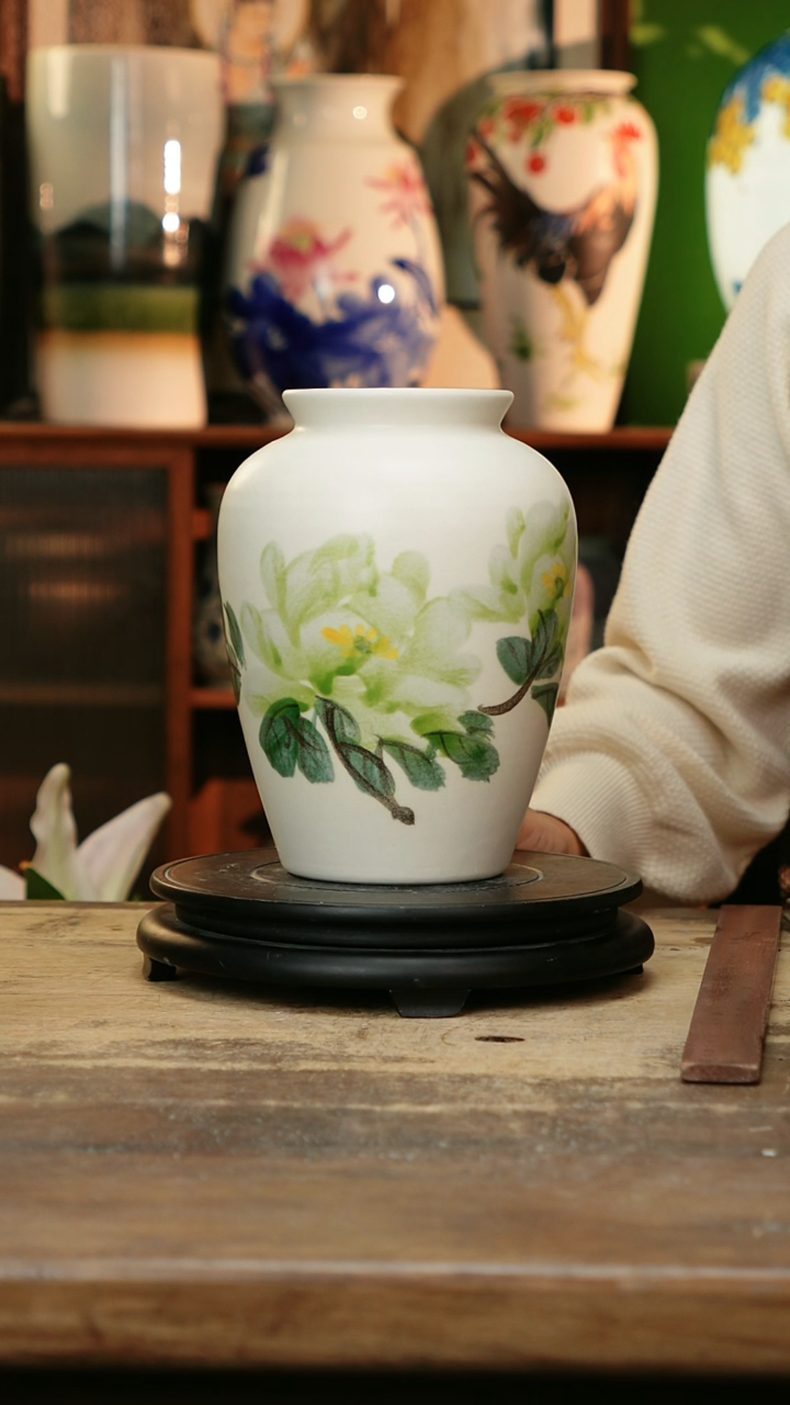 瓷片景德镇纯手工釉下彩精品花瓶