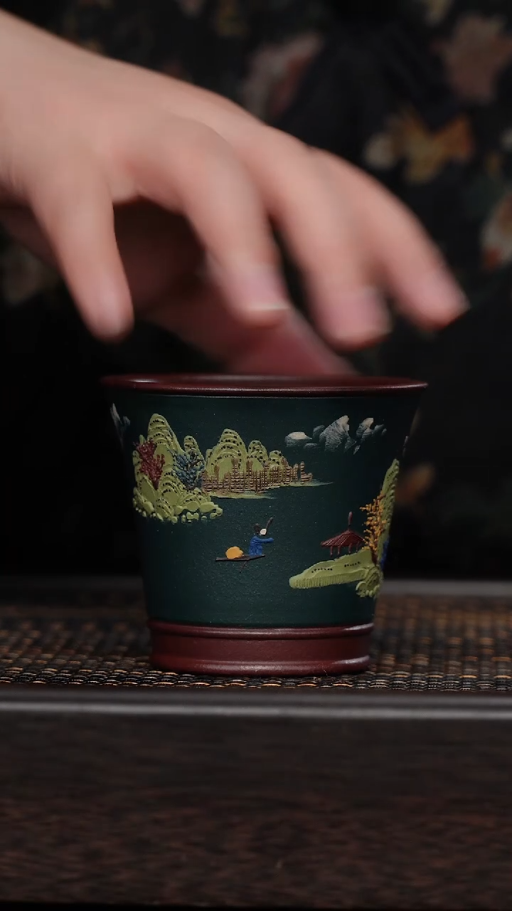 【闪购商品】紫砂茶杯福利紫砂山水堆绘