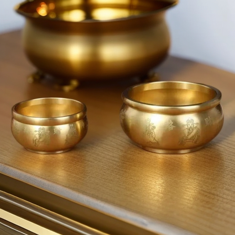 【高档】黄铜纯铜纯黄铜创意五路财神聚宝盆聚宝盆摆件风水工艺品