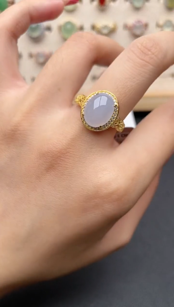 【闪购商品】翡翠戒指银S925镶嵌一物一证一礼盒