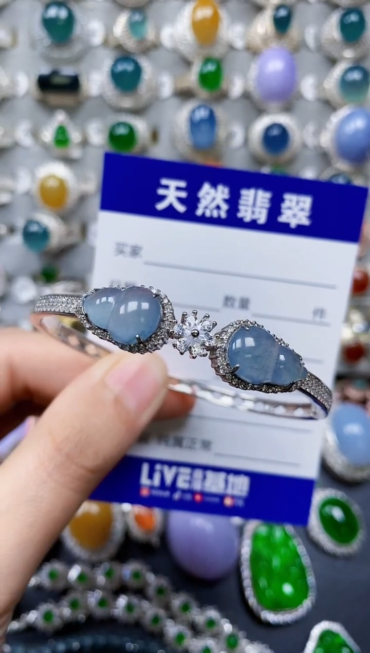 【闪购商品】翡翠手镯银S925镶嵌0338