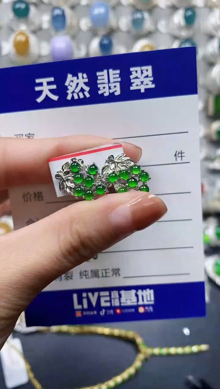 【闪购商品】翡翠耳饰银S925镶嵌0448