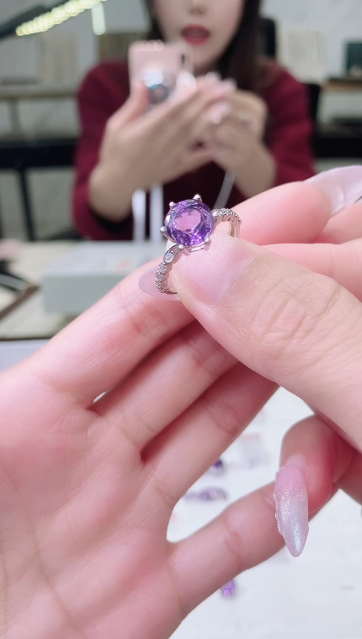 【闪购商品】紫晶戒指银S925镶嵌............