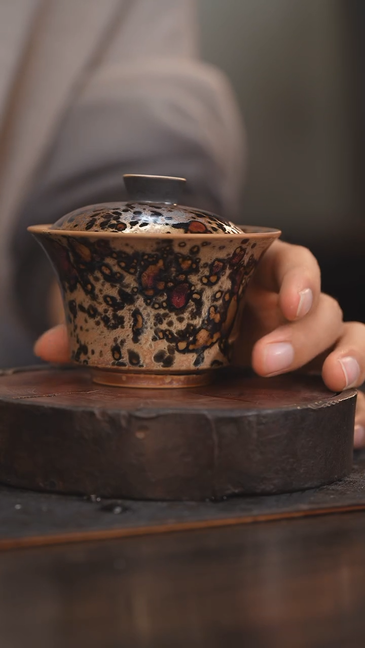 【闪购商品】杯129柴房陶瓷丨斑鹿系列盖碗