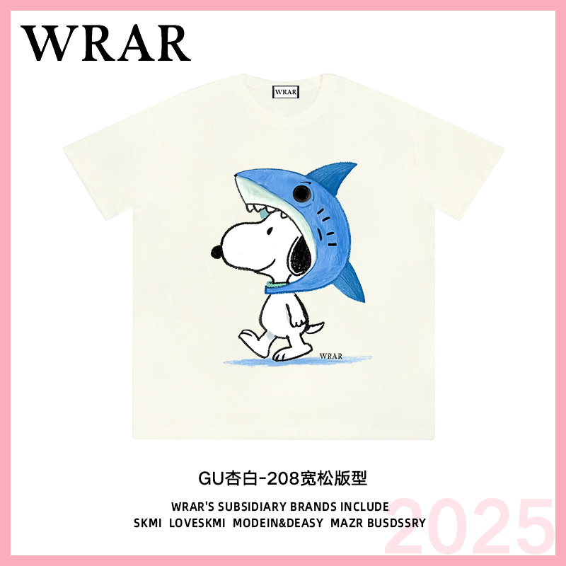 【史努比鲨鱼】新品系列透气宽松T恤短袖上衣圆领慵懒风可爱百搭1