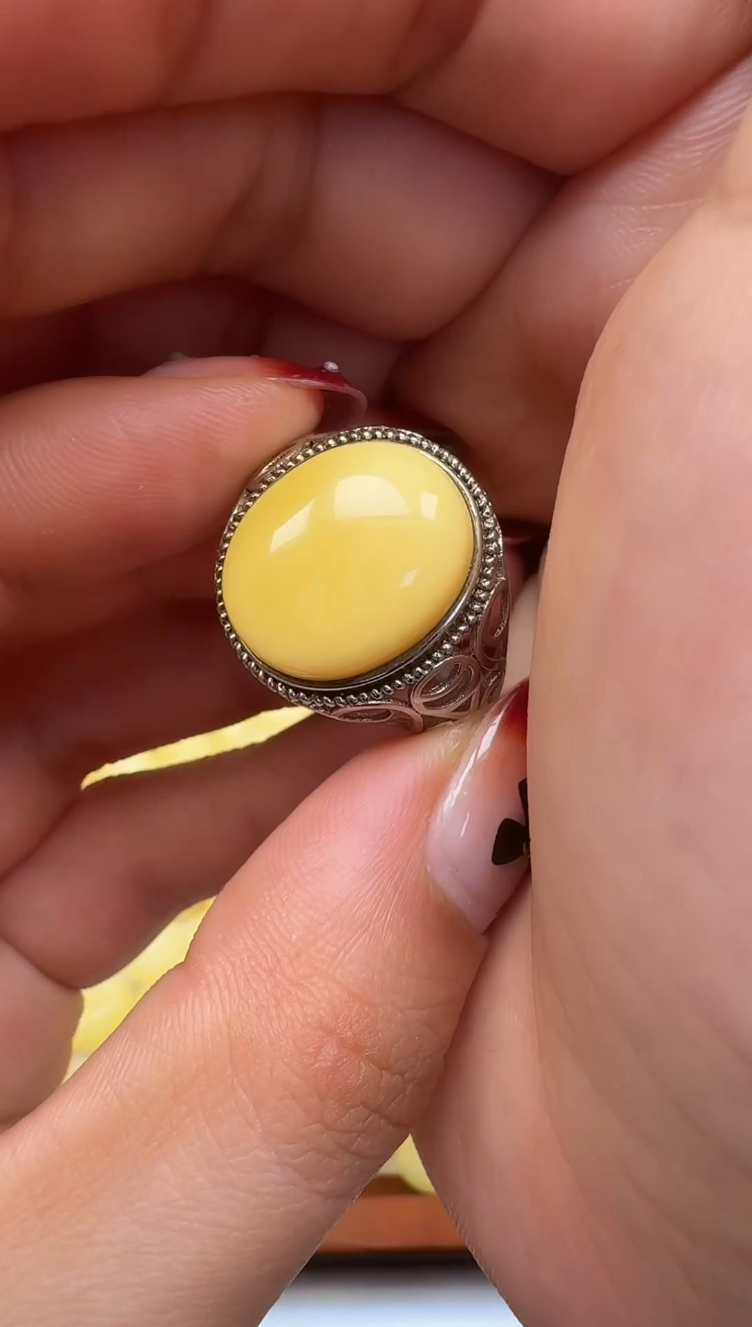 裸石琥珀银S925镶嵌如图